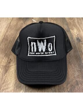 NWO Wrestling Hat Adjustable Rope Black New World Order Trucker Hat Stitched